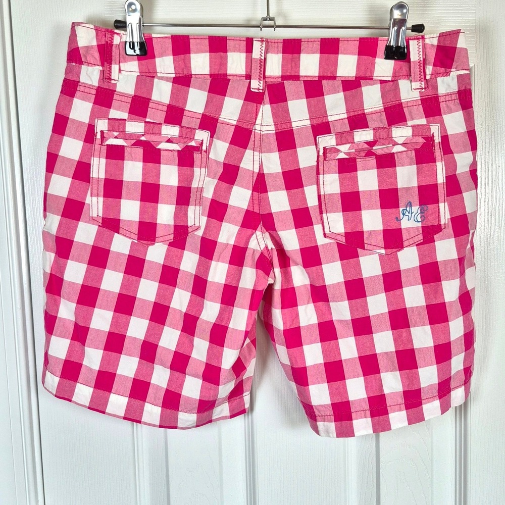 American Eagle Y2K Live Your Life pink white gingham plaid shorts women's 6 - Picture 3 of 9